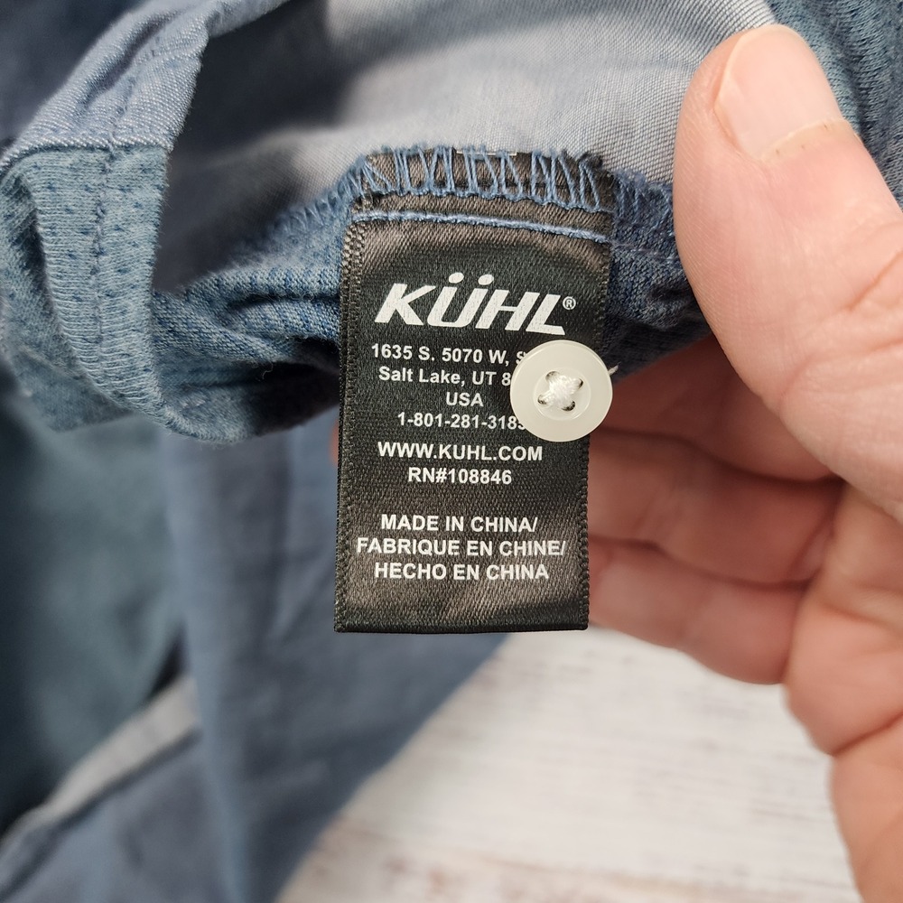 Kuhl Kiley Long Sleeve Shirt Women's Large Blue Chambray Roll Tab UPF 50 - Picture 4 of 6